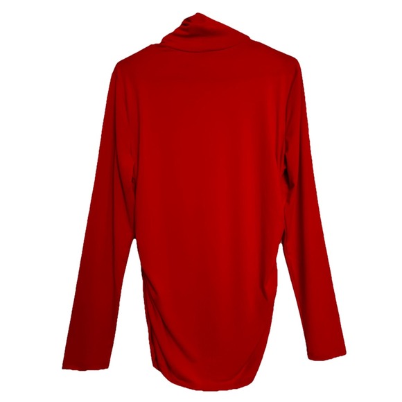 Boston Proper So Chic Ruched Long Sleeve Turtleneck Top Womens Large Red - Picture 7 of 12